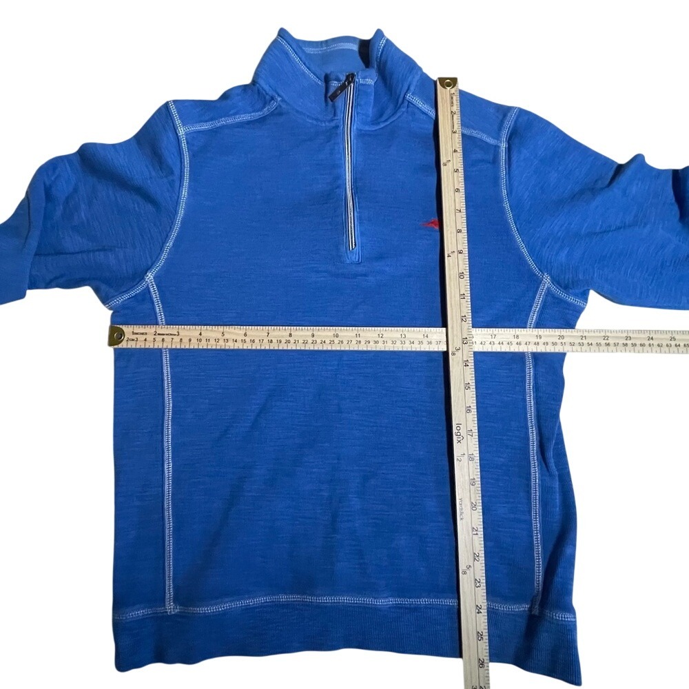 Tommy Bahama Mens‎ Blue Pima Cotton Tencel Quarter Zip Pullover Sweater Size M - Picture 5 of 5
